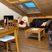 gemütliches Wohnzimmer unter der Dachschräge
